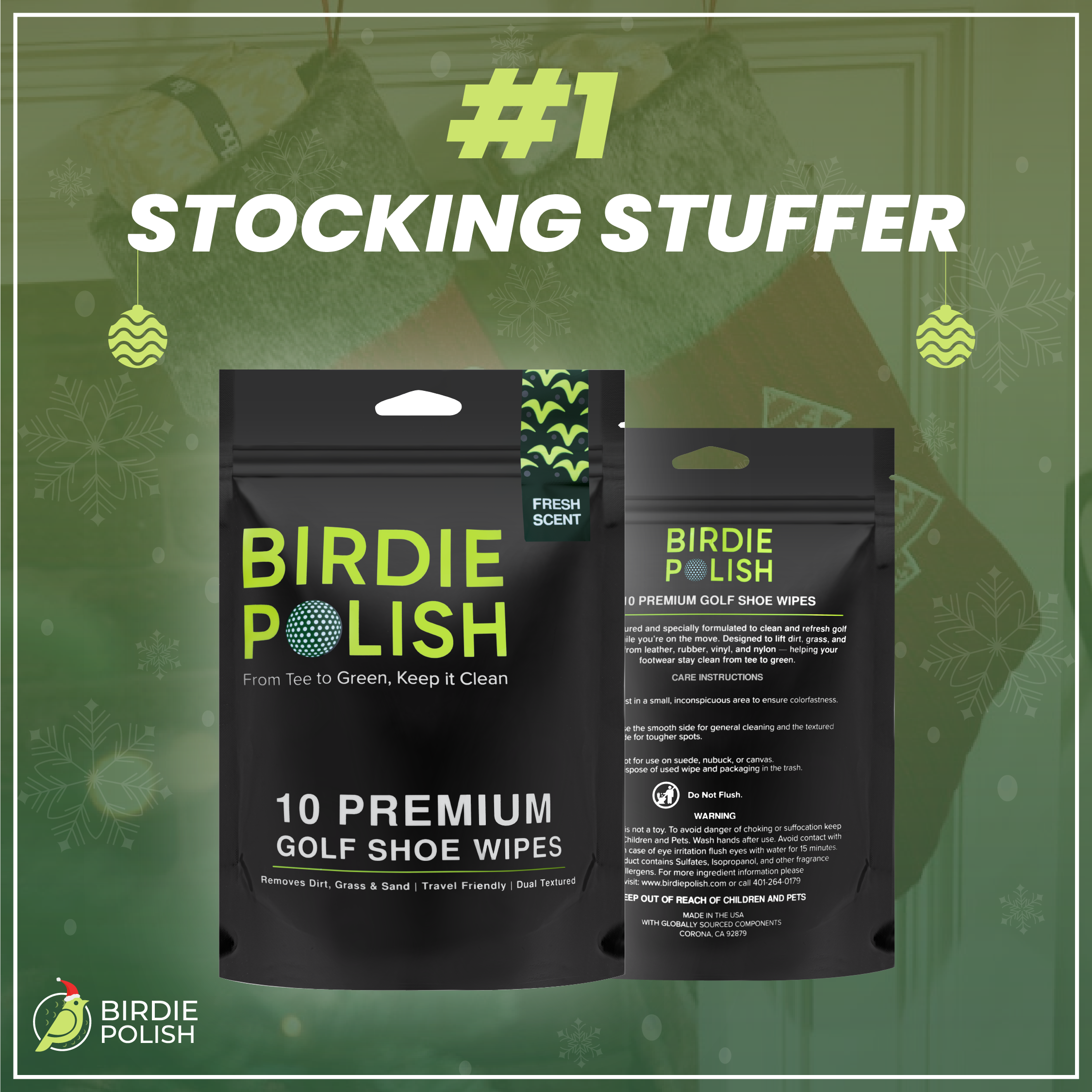 Birdie Polish Premium Golf Shoe Cleaning Wipes (10-Pack)